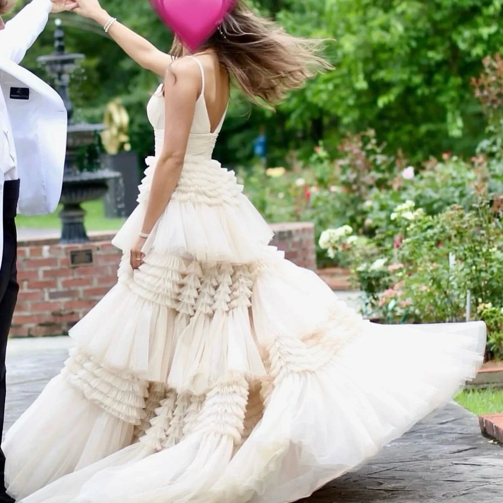 Sherri Hill Cream Layered Maxi Dress - Picture 2 of 5